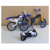 VINTAGE ACTION FIGURE MOTORCYCLES AND BICYCLE AND