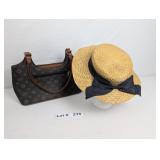 VINTAGE HAND BAG AND SUMMER WOVEN HAT - MEDIUM