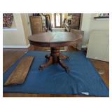 ROUND TO OVAL ANTIQUE TIGER OAK CLAW FOOT DINNING