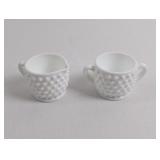 MILK GLASS HOBNAIL SMALL CREAMER AND SUGAR BOWL