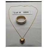JEWELRY - GOLD PLATED HEART PENDANT NECKLACE ND BR