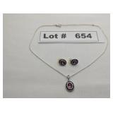 JEWELRY - SILVER AND AMETHYST PENDANT NECKLACE AND