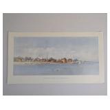 PRINT OF NEW CASTLE WATERFRONT CIRCA 1830 BY ROBER