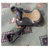 CHILDS WESTERN SADDLE WITH STIRRUPS - RESERVE $125