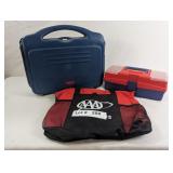 RUBBERMAID CARRY CASE, TACKLE BOX, AND AAA PROMO B