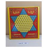 VINTAGE CHINESE CHECKERS GAME WITH MARBLES AND REV