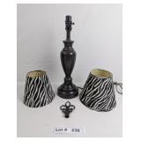 TABLE LAMP AND ZEBRA PRINT LAMP SHADES