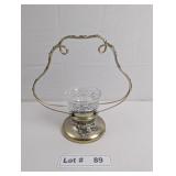 VINTAGE SILVER PLATED BRIDES BASKET AND CRYSTAL BO