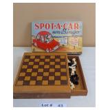FAMILY BOARD GAMES  WOODEN CHESS BOARD AND SPOT-A-