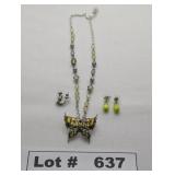 JEWELRY - RHINETONE SILVER BUTTERFLY PENDANT NECKL