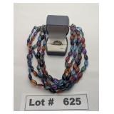 JEWELRY - BEADED NECKLACE WITH SILVER AND SMALL AS