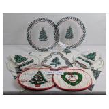 CHRISTMAS SERVING PLATES, CAKE PLATES, TOWELS AND