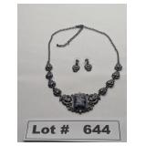 JEWELRY - PIETERSITE AND SILVER NECKLACE AND EARIN