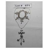 JEWELRY - SILVER CHARM BRACELET AND NECKLACE - RES
