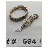 JEWELRY - VINTAGE 3D LILLY OF THE VALLEY BROOCH AN