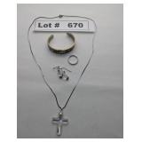 JEWELRY - VINTAGE MOTHER OF PEARL AND OPAL CUFF BR