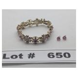 JEWELRY - SILVER RHINESTONE BRACELET AND EARING ST