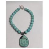 TOPAZ NATIVE AMERICAN PENDANT AND BEADED NECKLACE