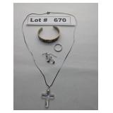 JEWELRY - VINTAGE MOTHER OF PEARL AND OPAL CUFF BR