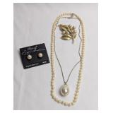 VINTAGE BROACH, NECKLACES AND EARINGS