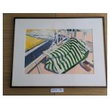 BEACH SCENE PAINTING BY SIGNED AND FRAMED