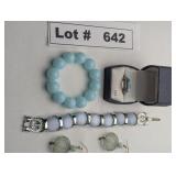 JEWELRY - SILVER/TURQUOISE RING, SILVER BEADED BRA