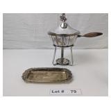 VINTAGE SILVER PLATED TRAY AND CHAFFING DISH