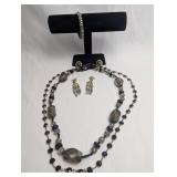 BEADED NECKLACE, RHINESTONE BRACELET, AND CAMEO EA