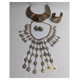 BRASS AND COPPER COLLAR CHOKER, BRACELETTE, NECKLA