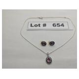 JEWELRY - SILVER AND AMETHYST PENDANT NECKLACE AND