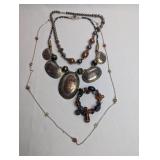 COPPER AND SILVER NECKLACE AND BEADED NECKLACES
