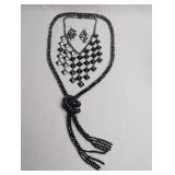 FASHION NECKLACE WITH EARINGS AND BEADED NECKLACE