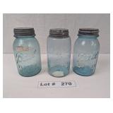 3 ANTIQUE BALL CANNING JARS