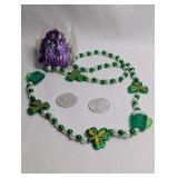 MARDI GRAS AND ST PATTIES BEADED NECKLACES WITH "