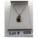 JEWELRY - SILVER AND ONYX PENDANT NECKLACE - RESER