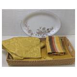 WOVEN TRAY, TABLE RUNNER, PLACE MATS, NAPKINS, AND