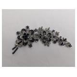 HEAVY SILVER TONE BEADED BROACH