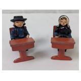 ANTIQUE CAST IRON PILGRIM STUDENTS AND SCHOOL DESK