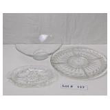 VINTAGE GLASS SERVING PLATES AND BOWL