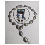 NATIVE AMERICAN SILVER MEDALLION BELT, BYZANTINE E