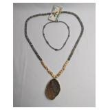 JADEITTE AND GOLD NECKLACE AND  ART NECK BALI SILV