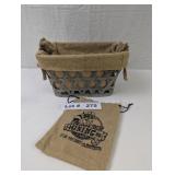 RUSTIC BASKET WITH BURLAP LINER AND BAG