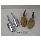 VINTAGE WOODEN SHOE STRETCHERS AND ALUMINUM SHOE S