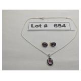 JEWELRY - SILVER AND AMETHYST PENDANT NECKLACE AND
