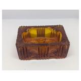 VINTAGE AMBER GLASS ASH TRAY