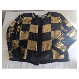 KA-LI BLACK AND GOLD SEQUINED AND BLACK BEADED CLA