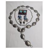 NATIVE AMERICAN SILVER MEDALLION BELT, BYZANTINE E