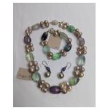 JADEITTE NECKLACE, BRACELET, AND EARING SET - RESE