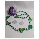 MARDI GRAS AND ST PATTIES BEADED NECKLACES WITH "