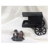 VINTAGE CAST IRON HORSE BUGGY WITH OCCUPANTS